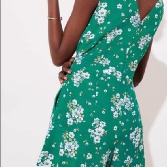 Loft Emerald Green Floral Printed Romper - Picture 2 of 7